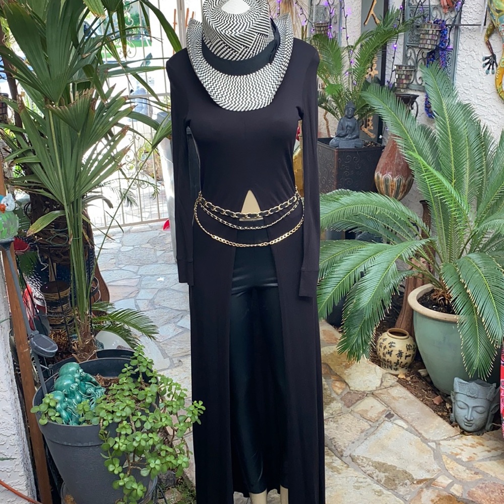 ▪️🖤▪️2PIECE LONG DRESS TOP-N-PU LEATHER LEGGINGS▪️🖤▪️